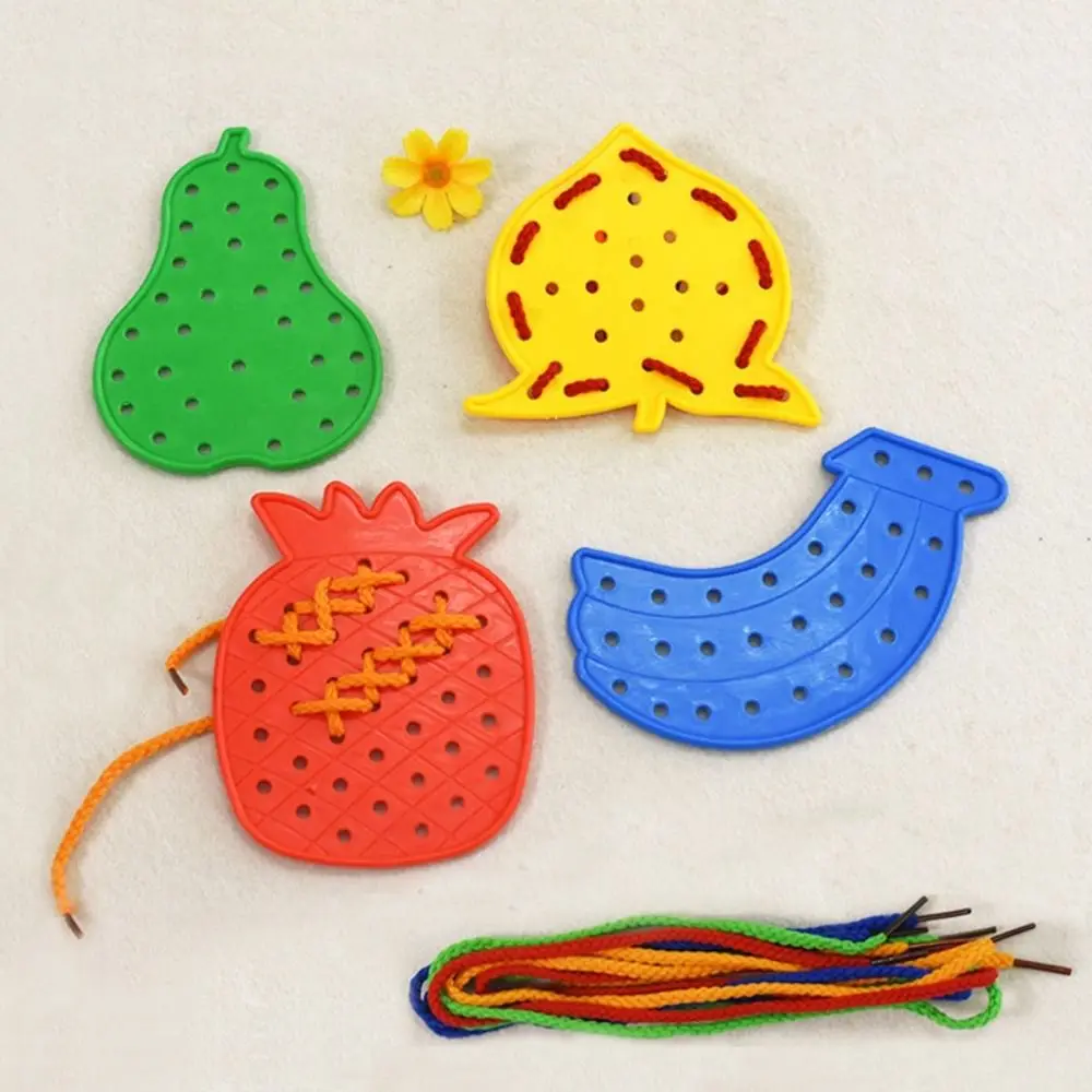 プラスチック糸通しモンテッソーリ早期教育ベビー糸通しゲーム-diy-手作り糸通し学習子供の誕生日プレゼント