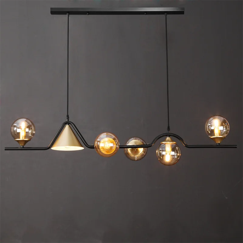 

Modern Long Dining Table Led Chandelier Glass Ball E27 for Kitchen Desks Room Pendant Fixture Home Decor Interior Lighting Black