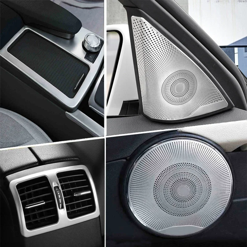 Car Inner Gearshift Air Conditioning CD Panel Door Armrest Cover Trim Sticker Accessories for Mercedes Benz C Class W204 2008-14