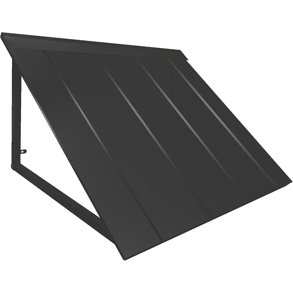 3 ft. Houstonian Standing Seam Metal Door/Window Awning Fixed Outdoor Canopy 44 Inch W x 24 Inch Proj, Black