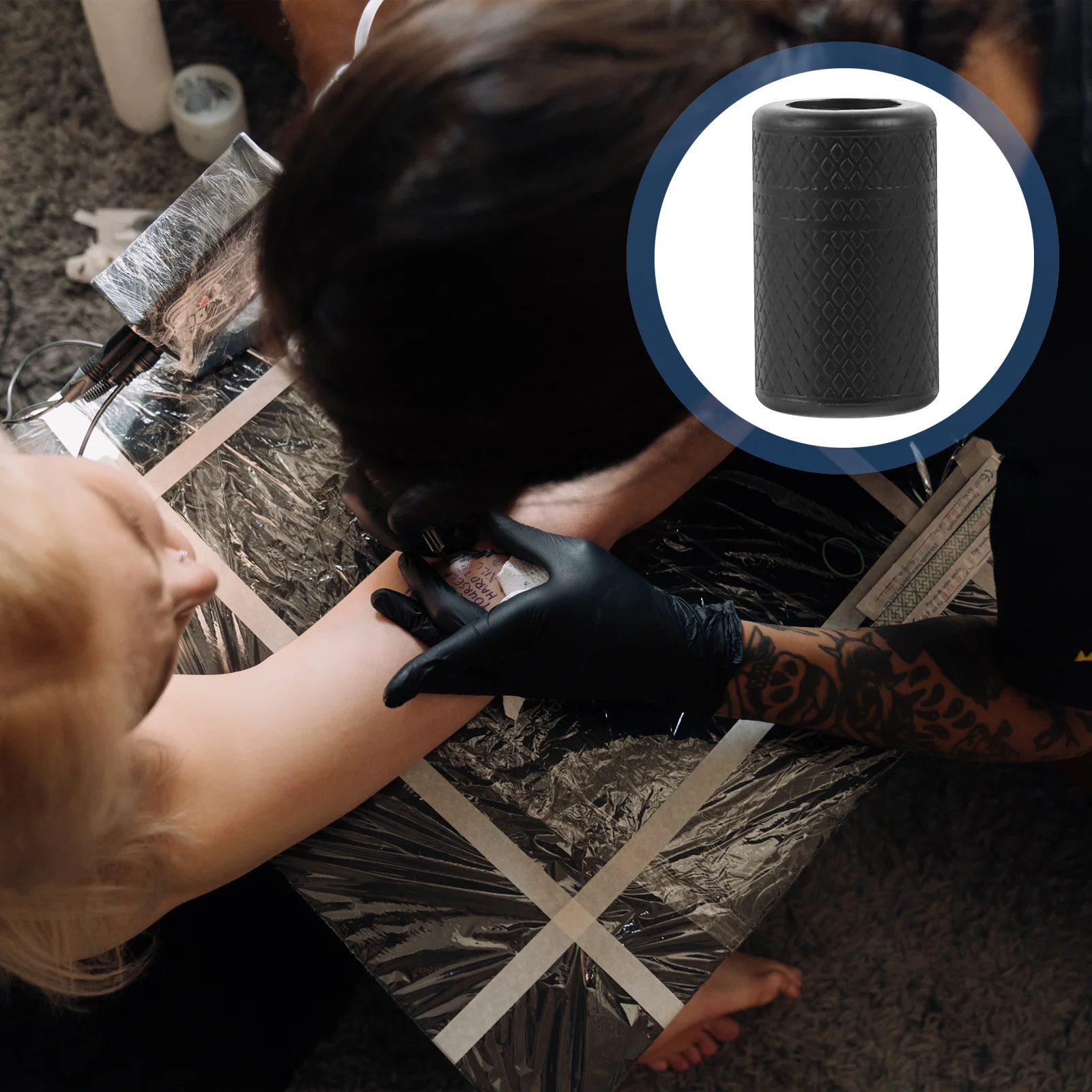 1 قطعة آلة الوشم سيليكون مقبض كم مقاومة للحرارة غطاء مقبض حمض أسود النفط القلويات مقاومة امتصاص الاهتزاز