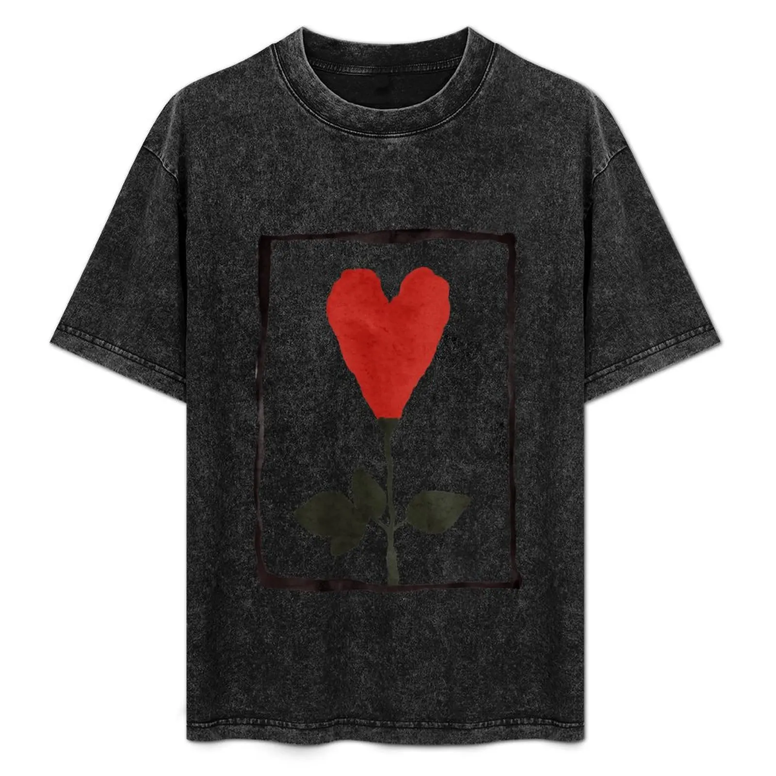 

Flower Heart T-Shirt Simple Line Art Print Tee