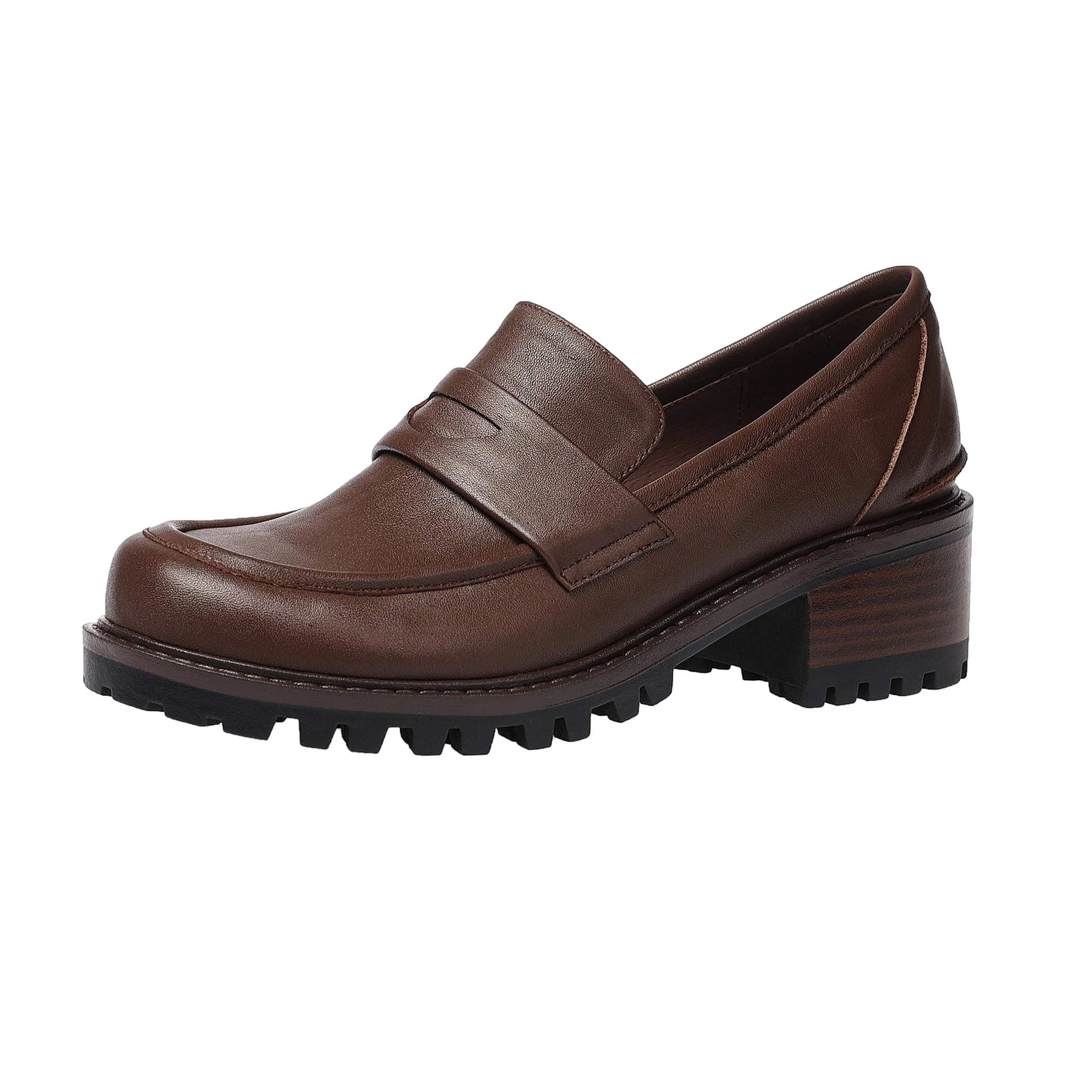 

Krazing Pot Коровья кожа Круглый носок Высокие каблуки Ретро Лоферы Классические слипоны Весенне-осенняя повседневная обувь Ретро-брендовые женские туфли-лодочки