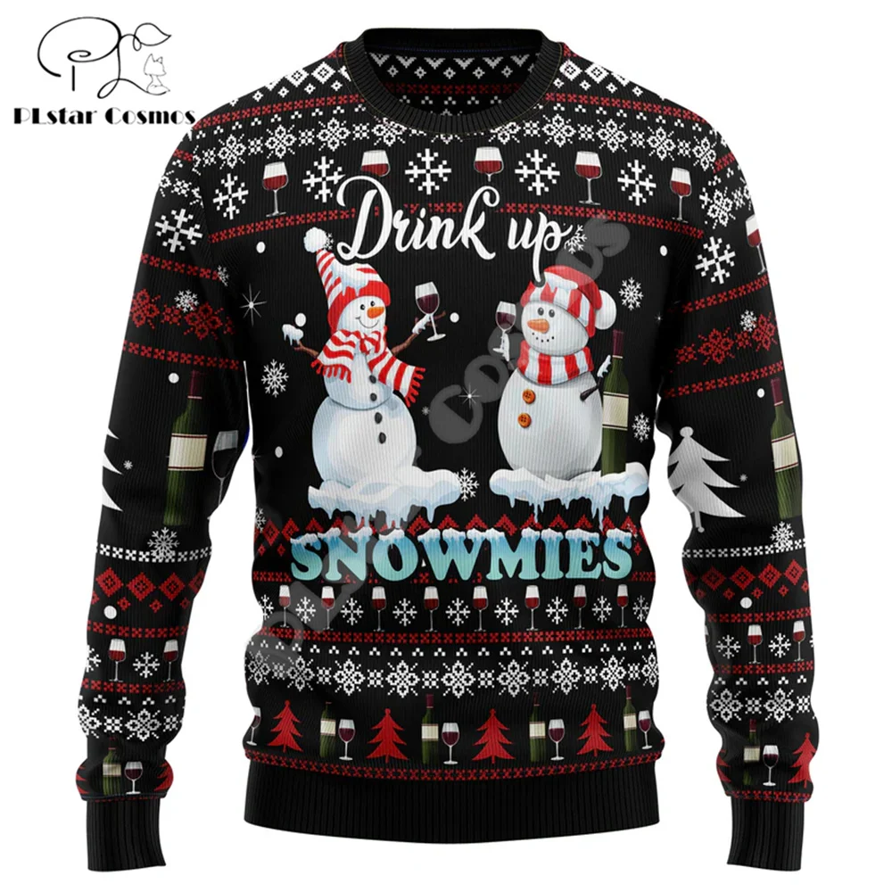 Christmas Santa Claus Cat Dog Knitted Ugly Sweater Graffiti Retro Vintage 3DPrint Pullover Harajuku Casual Funny Streetwear X2