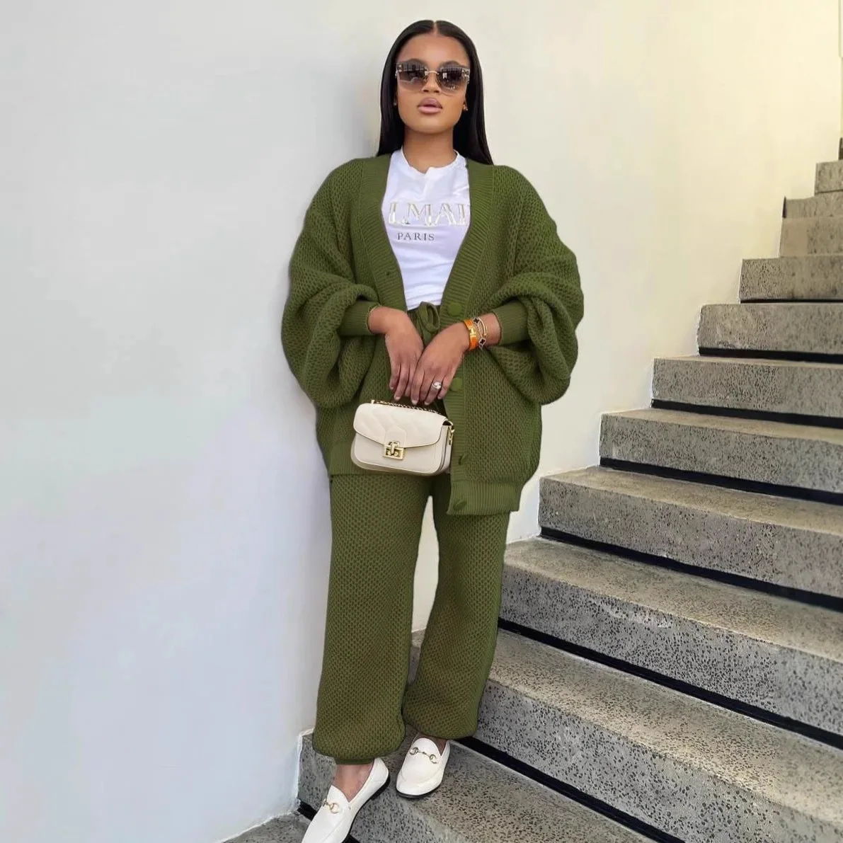 Gebreide Vrouwen 2-delige Set Effen Vesten Trui Broek Bijpassende Set 2025 Herfst Winter Warme Outfits Nieuwe Populaire Streetwears