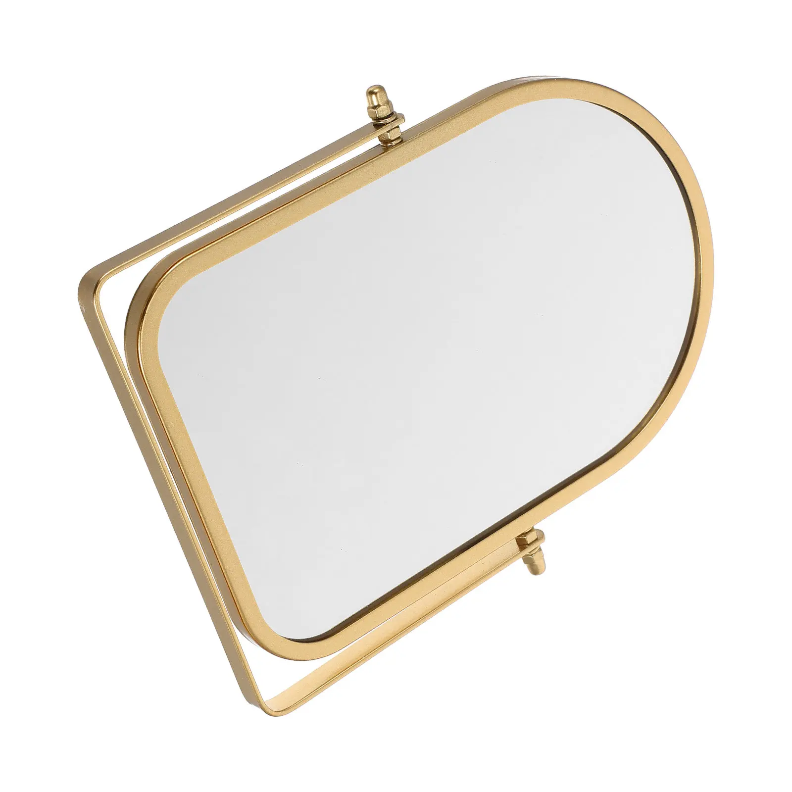 Golden Desktop Makeup Mirror Folding Stand Small Size for Dorm Bedroom Table Vanity Portable Travel Mini Mirror
