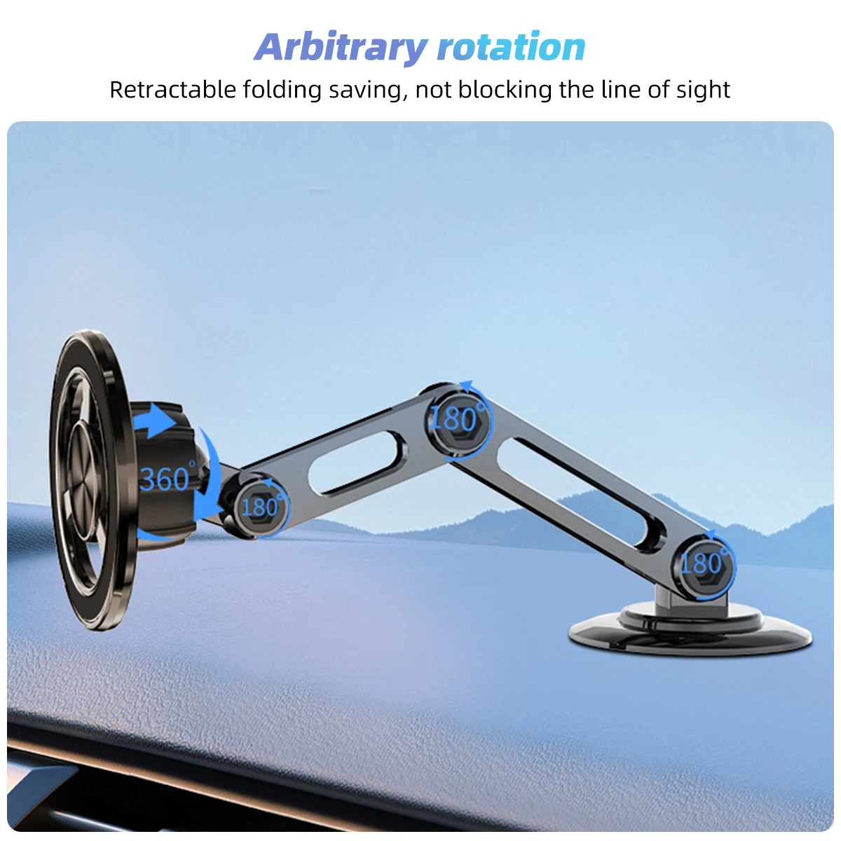 Universal 360 Degree Magnetic Phone Holder Telescoping Car Phone Mount for iPhone 14 13 12 11 Max Plus Car Navigation Bracket