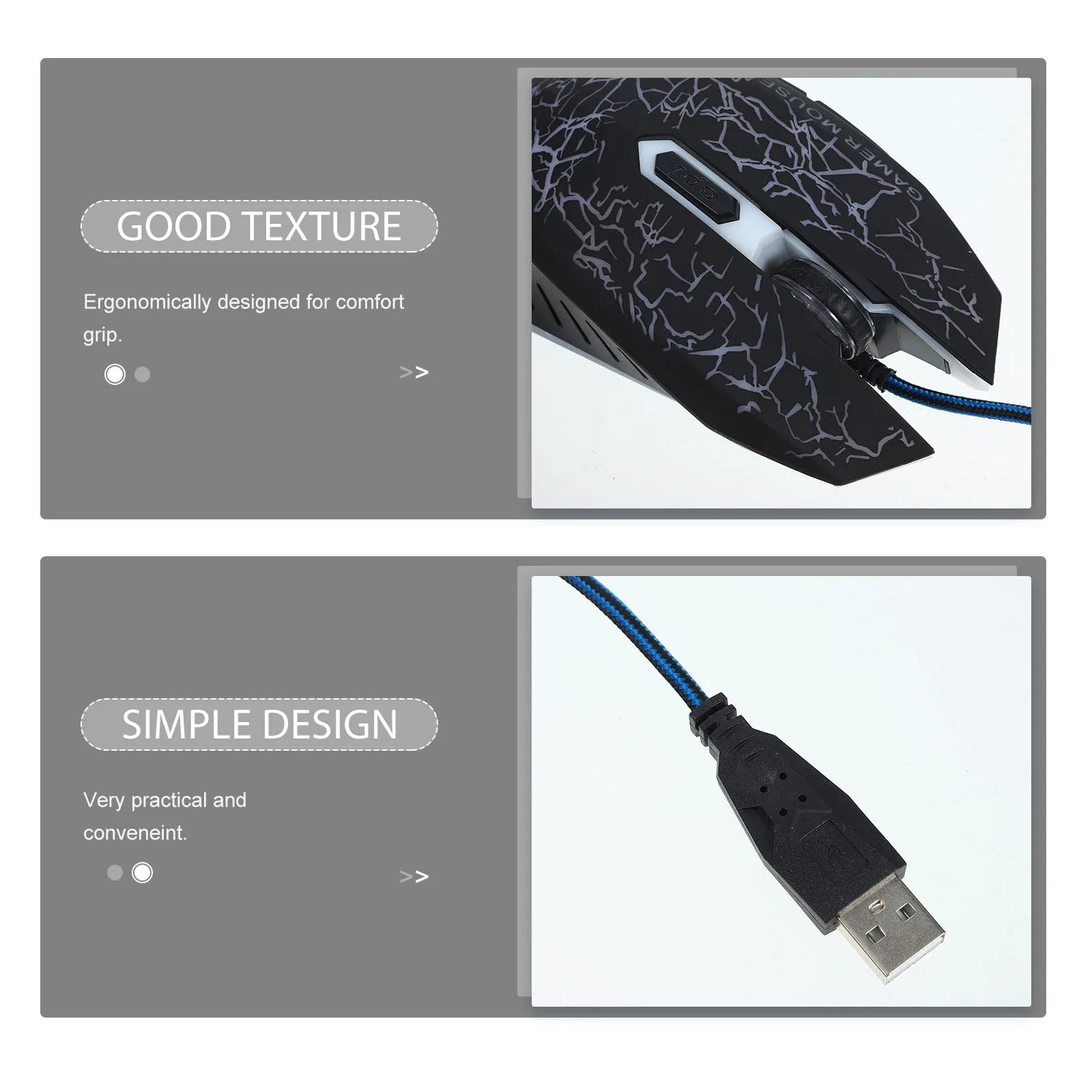 

Rgb Backlit Gaming Mouse 6 Buttons Optical Mouse Usb Receiver Ergonomic Anti-Slip Roller Self-Light Control Plug Play For Pc