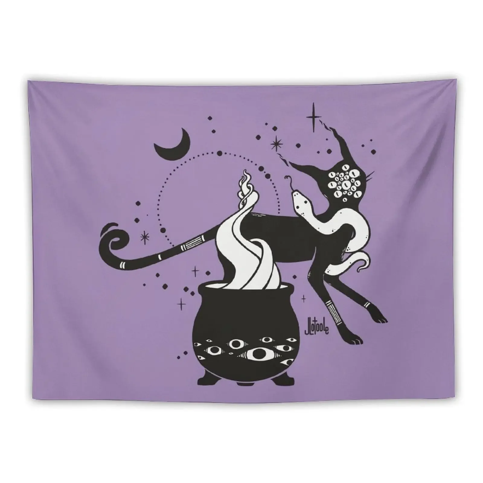 

Black Cat Witch With Cauldron, Gothic Art Tapestry Room Aesthetic Decor Wall Hanging Decor Tapestry