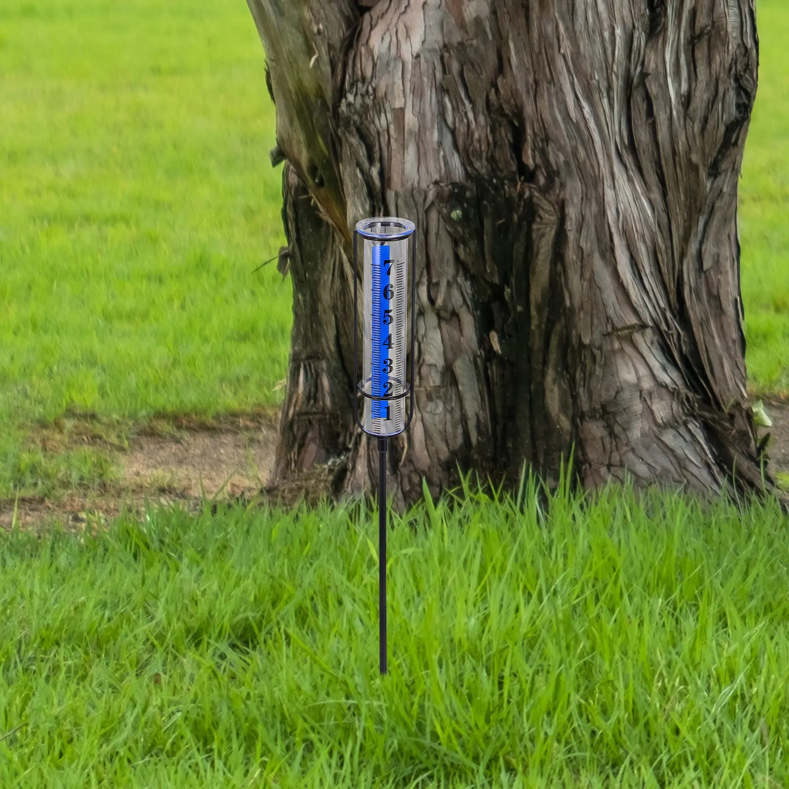Rain Gauge Outdoor Yard Garden Rain Water Measuring Device Clear Precise Scale Removable Tube Stable Stake Mounted Decorative