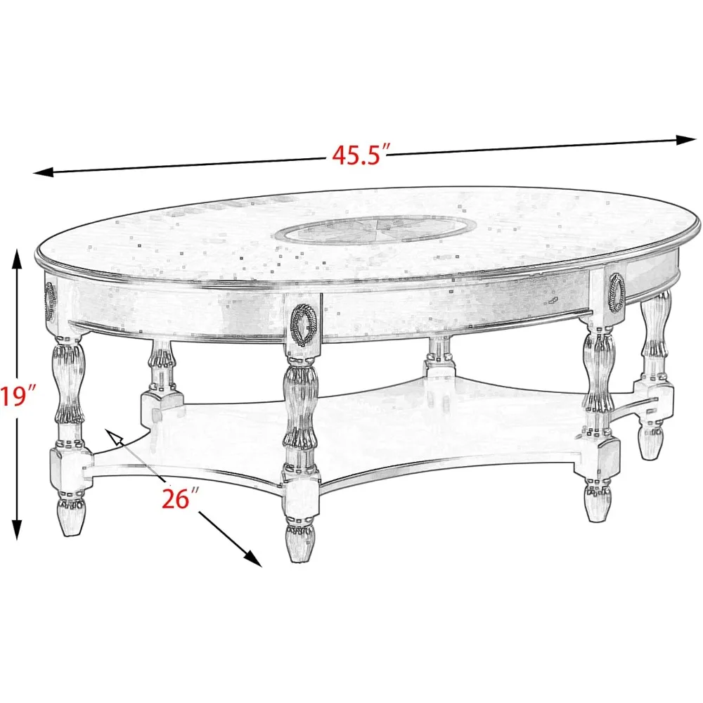 Mesas de centro de madeira oval vintage para sala de estar, mesa de centro de madeira maciça com prateleira de armazenamento, mesas de centro elegantes para espaços pequenos