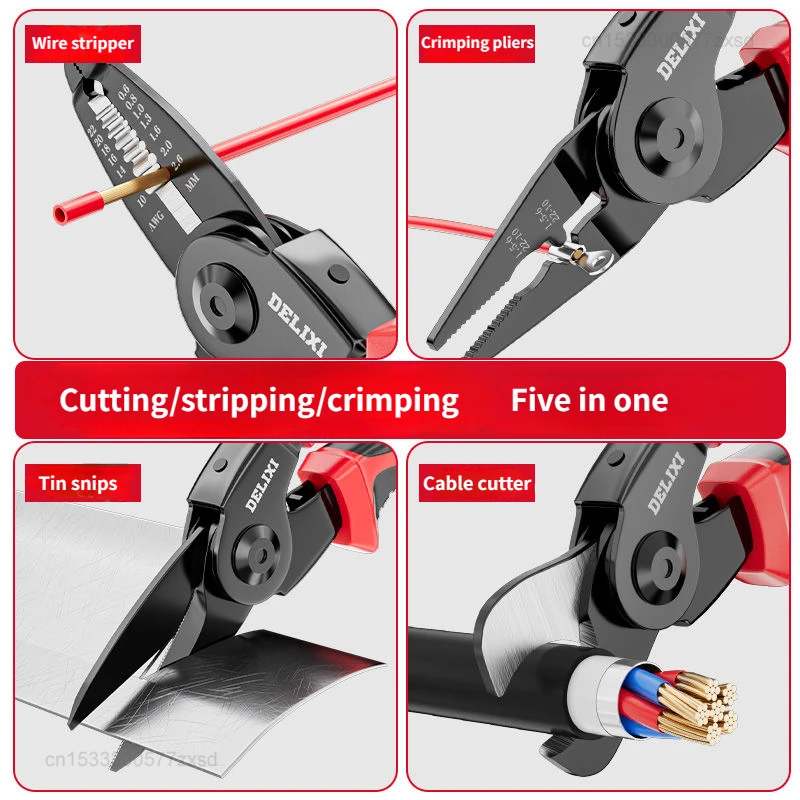 Xiaomi DELIXI 5 In 1 Electrician Pliers Needle Nose Pliers Multifunctional Hardware Household Manual Tool Set for Wire Stripping