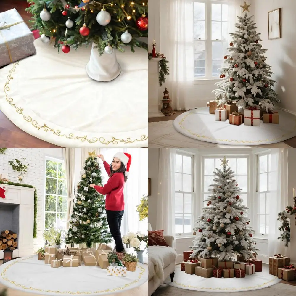 

Роскошная бархатная юбка в виде рождественской елки, вышивка из белого золота, 84-дюймовый, плюшевый мех, винтажный праздничный декор в деревенском стиле, веселый рождественский декор