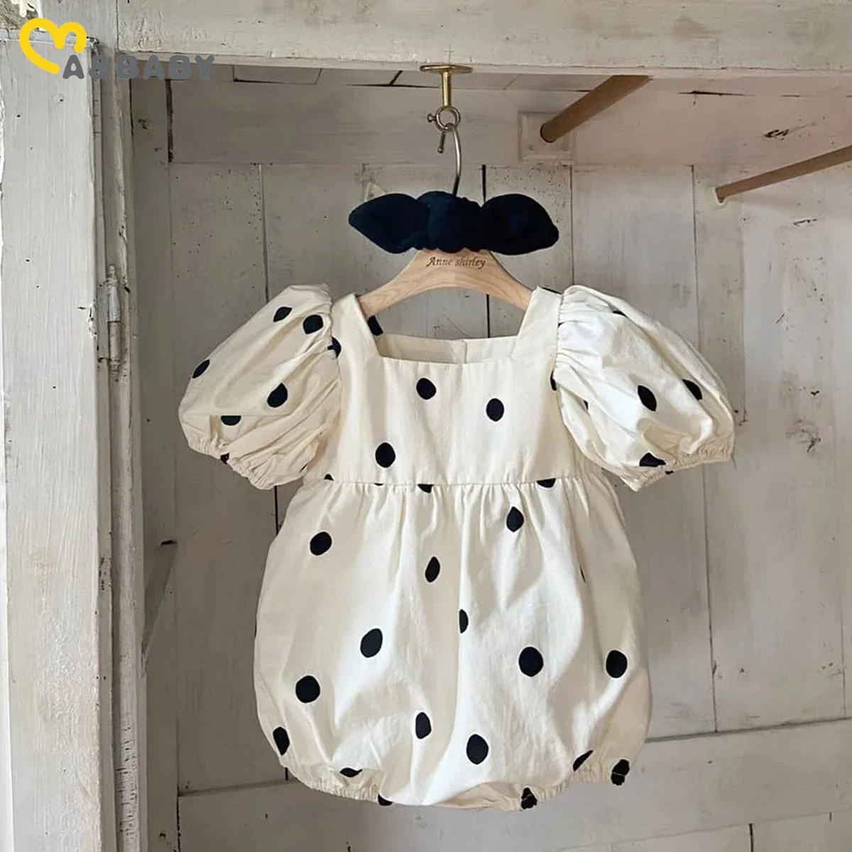 

Baby 0-24M Newborn Infant Baby Girl Rompers Puff Sleeve Jumpsuit Cute Dot Print Playsuit Sunsuit