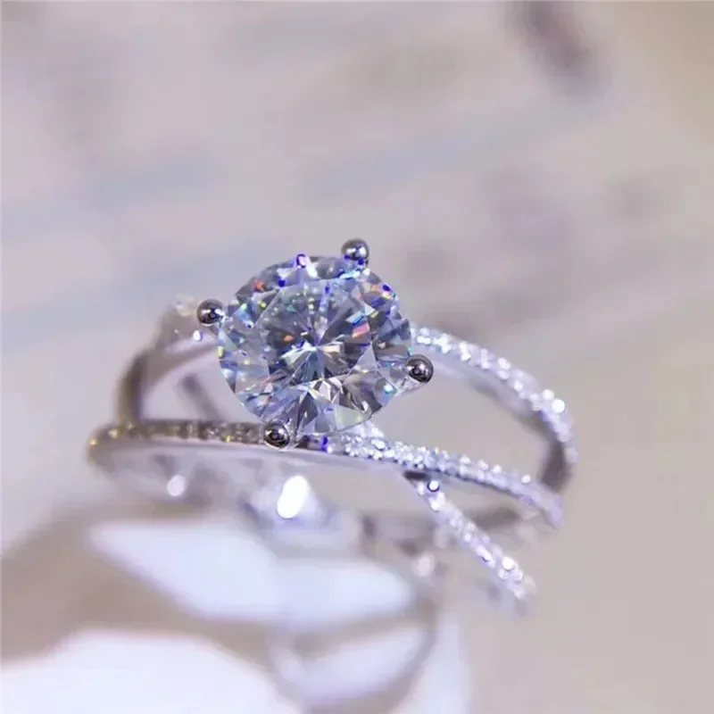 New Newly Fancy Cross Rings for Women Delicate Bridal Wedding Ring with Shiny Crystal Cubic Zirconia Lady's Statement Jewelry