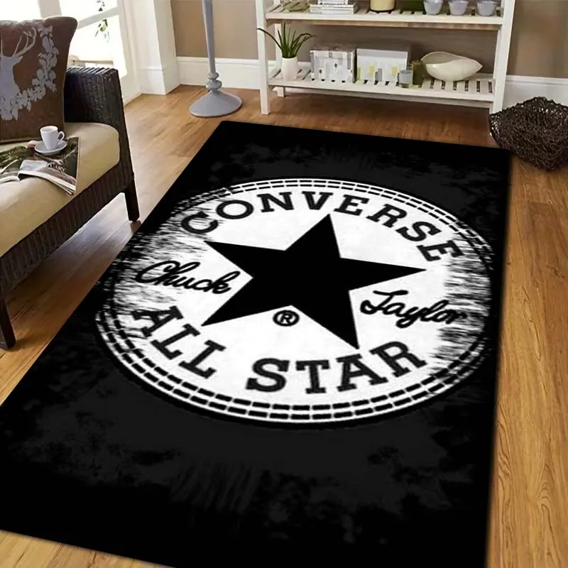 C-Converse Soft Flannel Print Rug Anti Slip Absorbent Mat Round Star Carpet Living Room Bedroom Sofa Entrance Washable HomeDecor