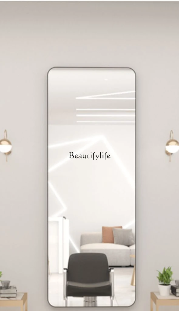 Punch-Free Wall-Mounted for Hair Salon Full-Length Mirror HD Hairdressing Floor Mirror