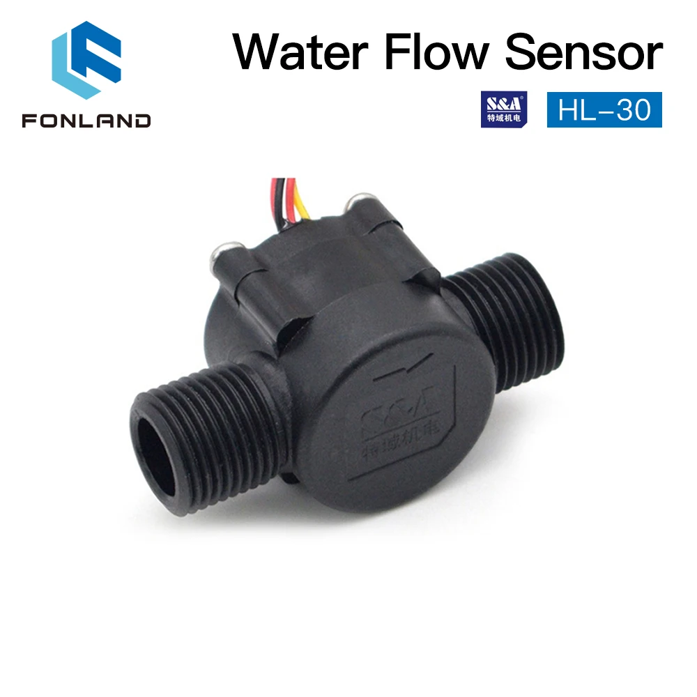 FONLAND Sensor de interruptor de fluxo de água HL-30 para resfriador S&A para máquina de corte e gravação a laser CO2