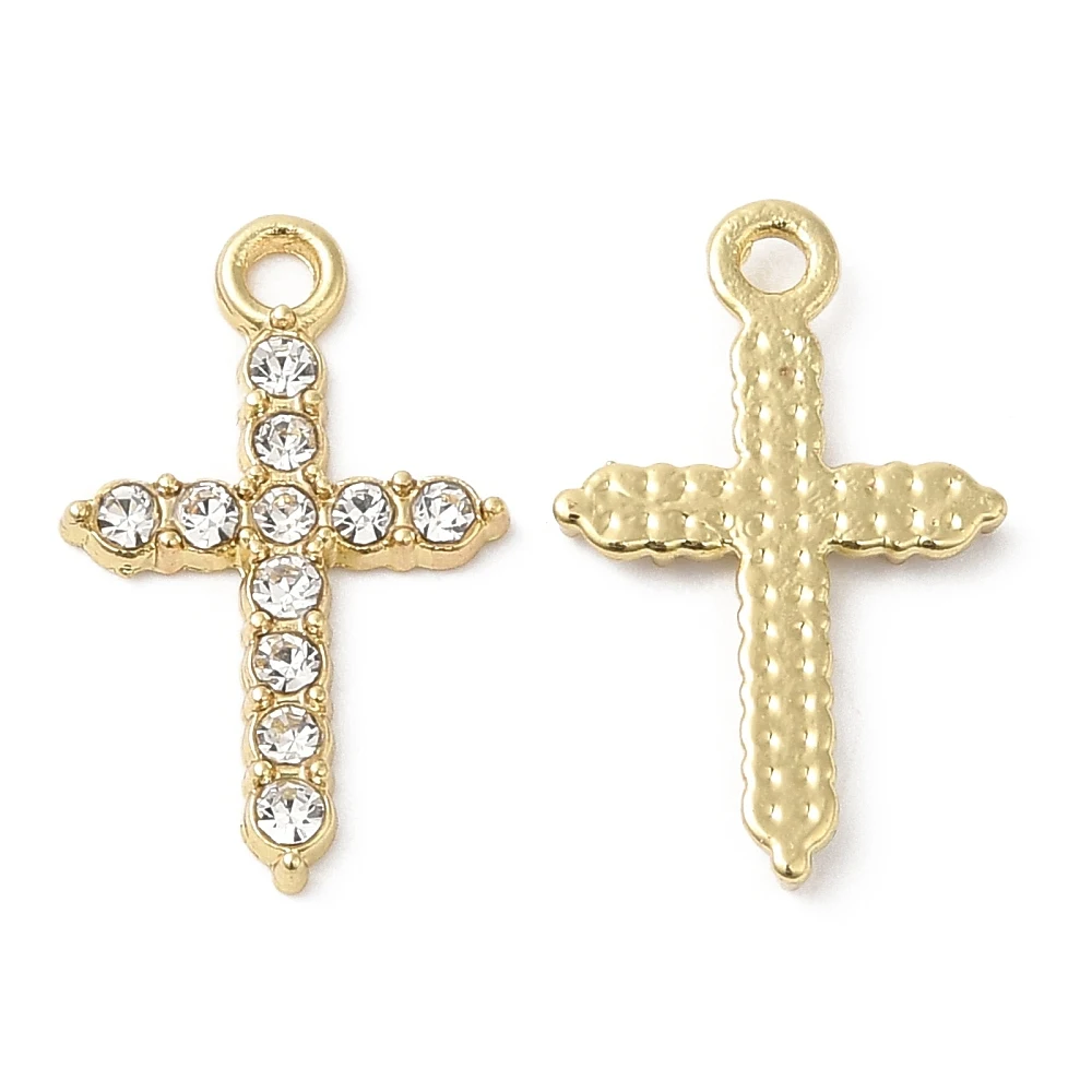 

10pcs Gold Plated Alloy Cross Charms Clear Rhinestone Jewelry Decor for DIY Bracelet Necklace Earrings Making
