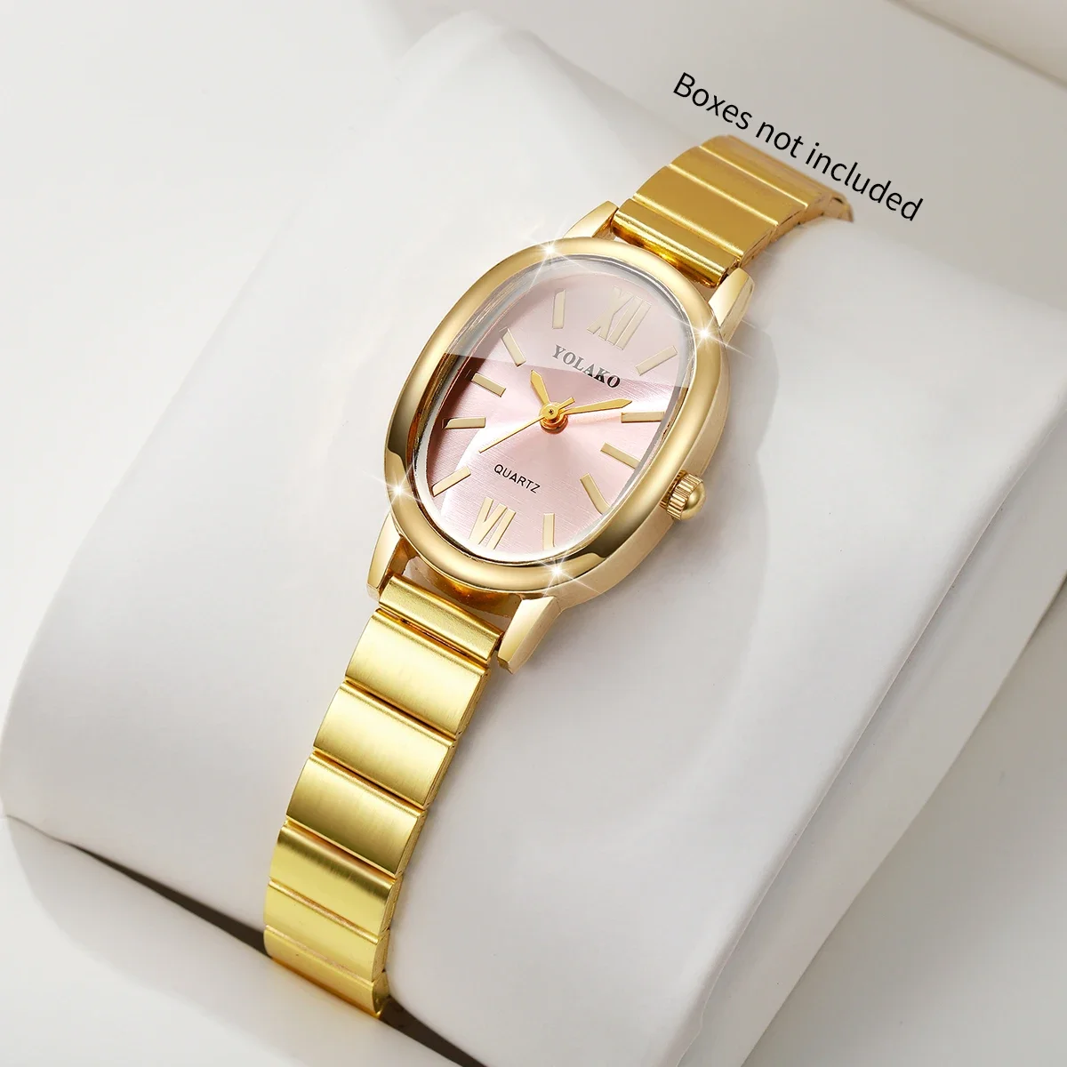 Elegant Pink Dial Women Watch Golden Bracelet Strap Ladies Roma Quartz Wristwatches Relogio Feminino GiftWithout Box