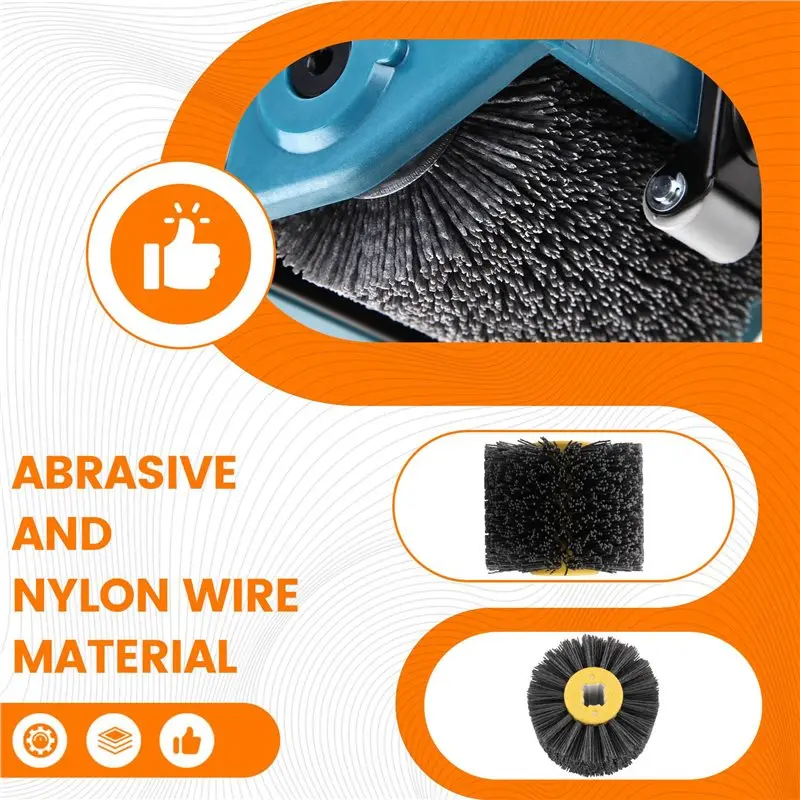 KYCOR-2X 80Grit Abrasive Wire Drawing Wheel Nylon Wire Drum Burnishing Brush Wear-Resistant Wheel Sanding For Wood