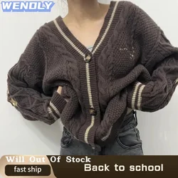 Autumn Star Embroidered Oversized Sweater Women Knitted Cardigan Cotton Warm Grey Winter Loose Fit Cardigan Women Size S-2XL