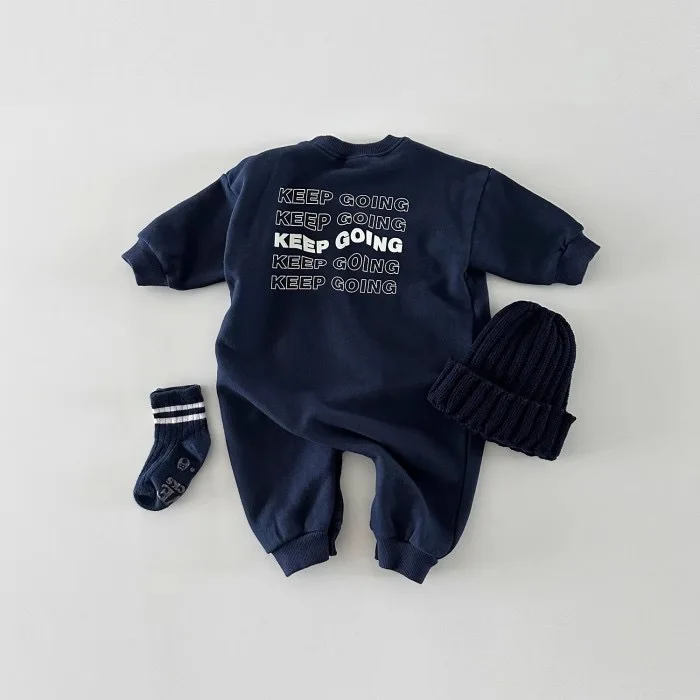 2024 Spring New Baby Long Sleeve Romper Newborn Infant Letter Casual Jumpsuit Cotton Toddler Boy Girl Versatile Clothes 0-24M