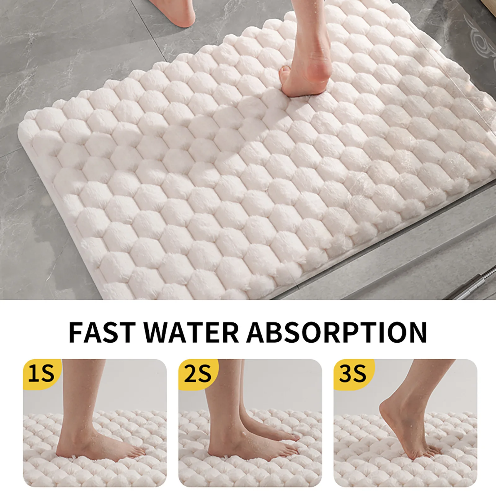 Granular Plush Memory Foam Bath Mats, Simple and Comfortable Bathroom Rug, Water-absorbent Non-slip Shower Room Door Mat