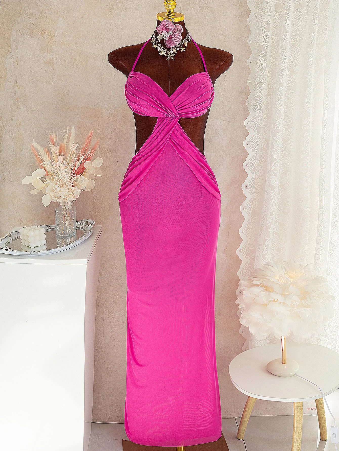 

Solid V-neck Slip Knit Maxi Dress Sexy Cover Up Bikini Women Swimsuit Cover-up Beach Bathing Suit Beach Wear Knitting Swimwear