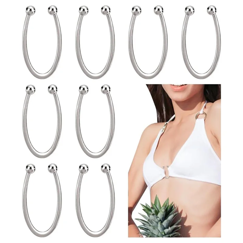 SANQ Alloy U Shape Ring Buckle Bikini Clips, 8 Pcs Metal Strap Hooks For Bikini Closure Connections