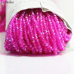 Isywaka RoseHalf AB Color 3*4mm 125pcs Rondelle Austria faceted Crystal Glass Beads Loose Spacer Round Beads Jewelry Making