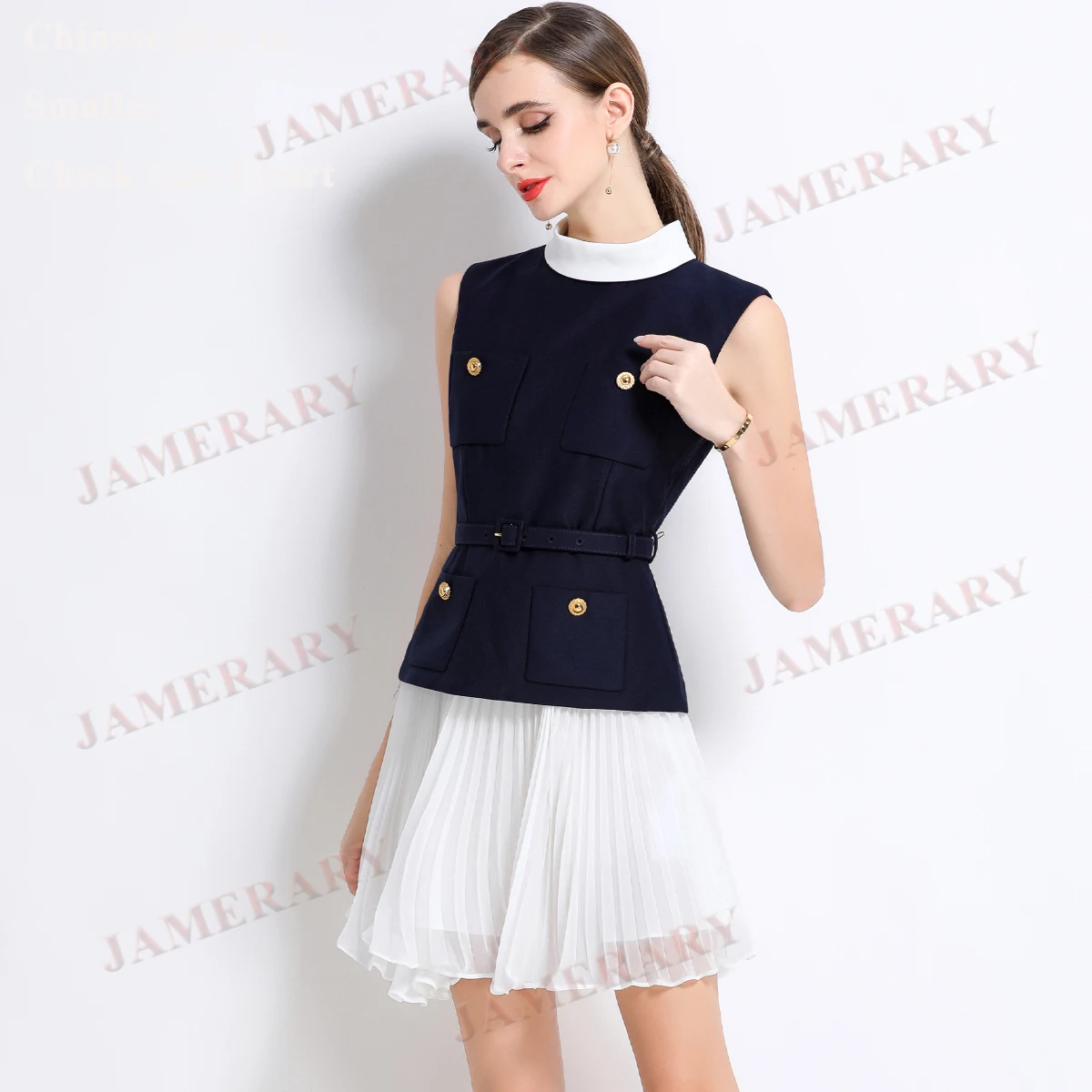 Robe courte plissée en mousseline de soie, bleu, Satin, blanc, Mini, faux deux pièces, robes de bal, de soirée, été