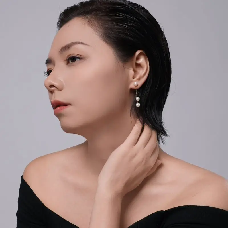 Fine Jewelry Real 18K GoldEarrings for women Pure AU750 Natural Freshwater Pearl Earrings Simple Fashionable Party Gift E1042