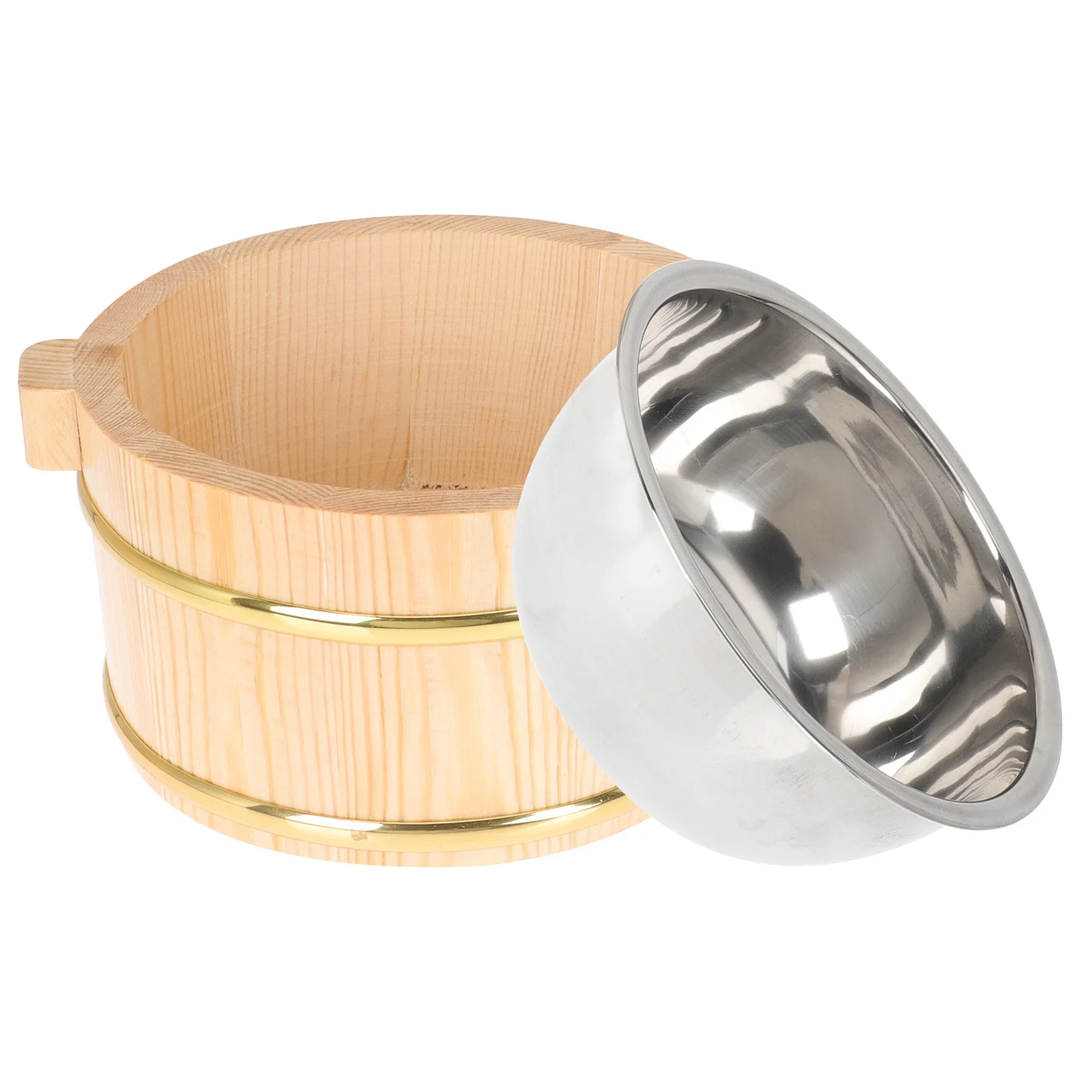 Food Storage Bucket Wooden Sushi Rice Barrel for Cooking Mixing Serving Compact Design Kitchen Dining Utility Container