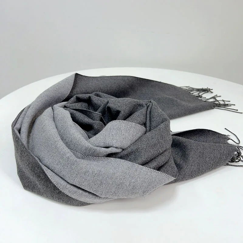 Dark Grey Modal Scarf Women's Autumn and Winter Warm Shawl Versatile Double sided Solid Color Thickened Windproof Men's Neck