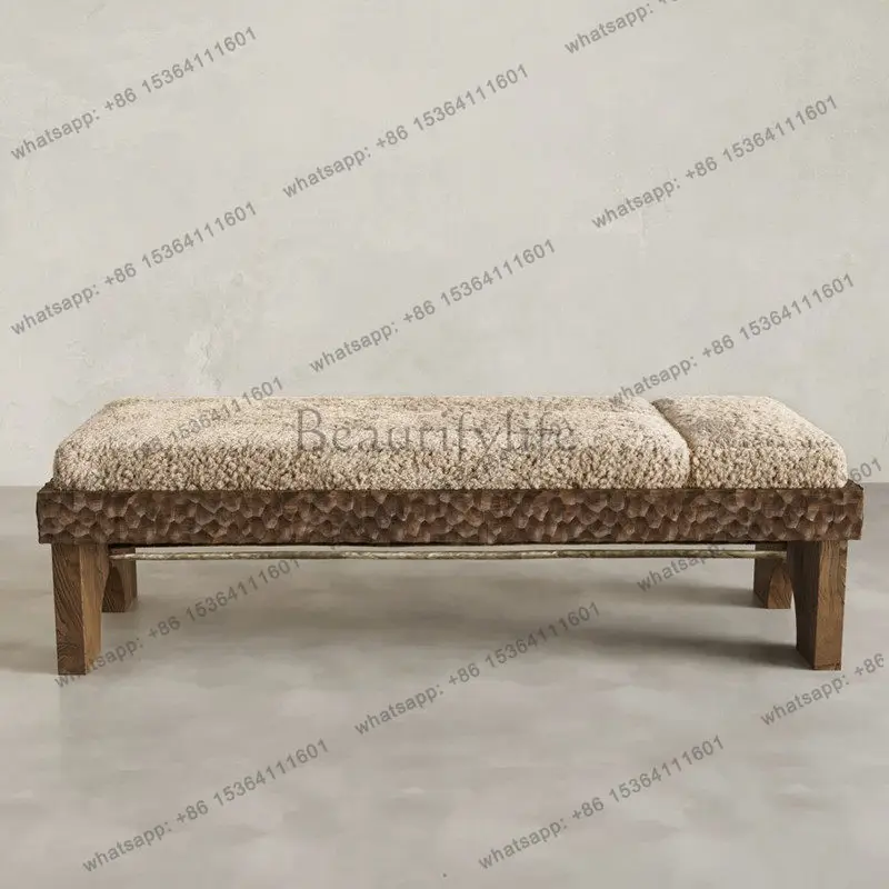 Solid wood sofa stool medieval bench retro wind into the door to change shoes bedroom bedside stool