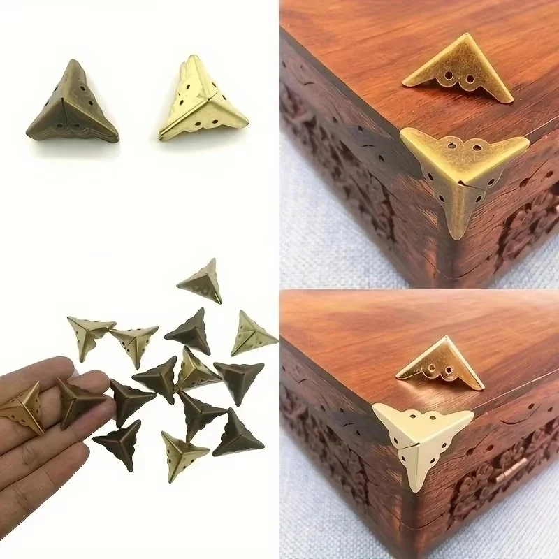 20Pcs Metal Corners Retro Wooden Box Yellow Decorative Corners Four-side Protection Corner Code Mini Corner Code Corner