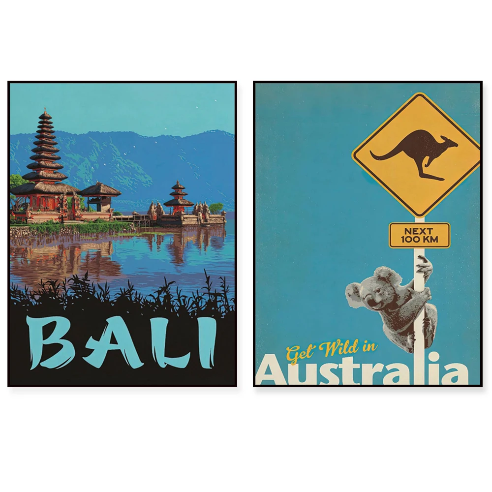 Abu Dhabi UAE, Australia, summer beach, Sydney, Brazil Rio de Janeiro festival, Bali Belize, South East Asia travel poster