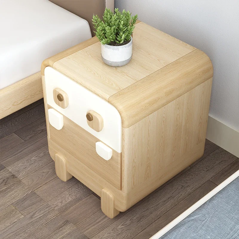 ~Bedside Table Children's Room Storage Cabinet with Drawer Solid Wood Environmental Protection