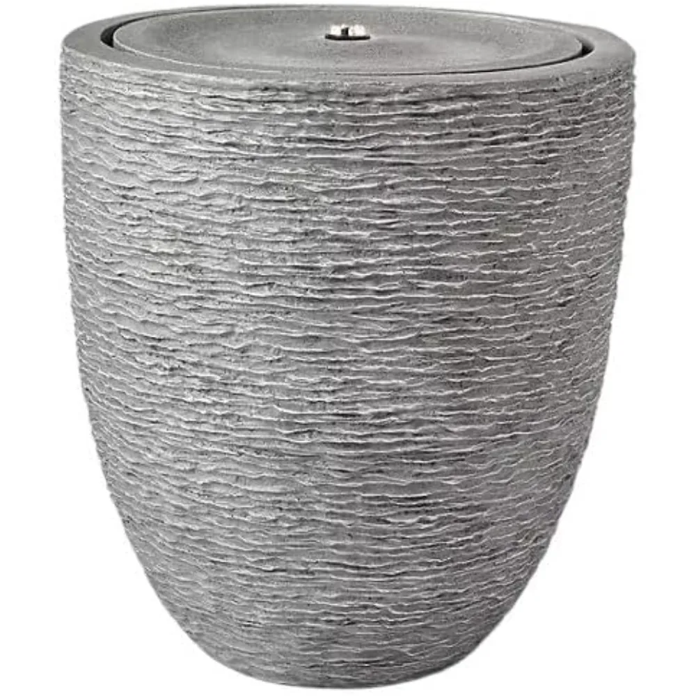 

Members Mark LED Water Fountain, Textured Gray Outdoor Decor, Modern Bowl Design