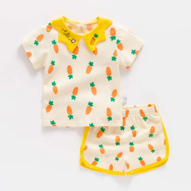 2PC Baby Set Short Sleeve Tops+shorts Newborn Girl Cotton Infant Tshirt Pants Clothes Summer Kids Boys Girls Sports Suit