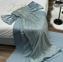 Blue Bow Strapless Prom Dresses Sequins Off The Shoulder Sleeveless Beaded Evening Dress 2023 Saudi Arabia Women's Formal
