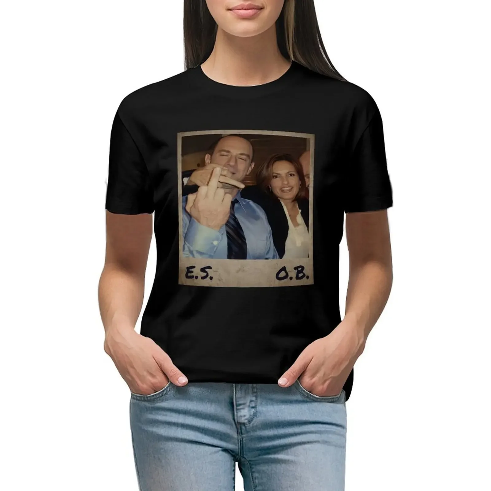 

Law and Order Benson and Stabler T-Shirt summer top tees anime clothes plain t shirts for Womens