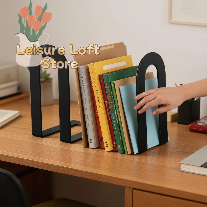 Practical 1 Pair L-shaped Iron Bookends Adjustable Width for Versatile Placement