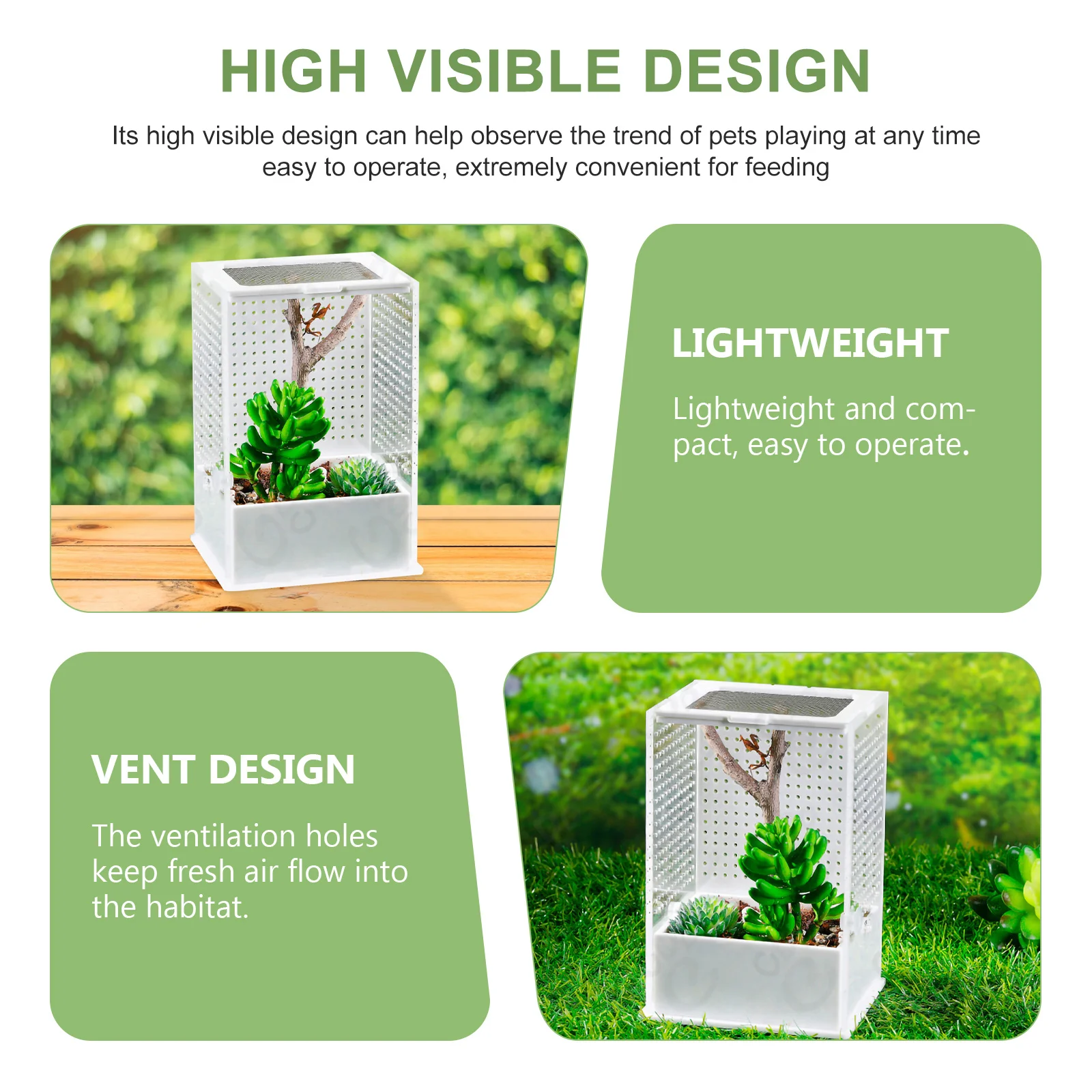 

Acrylic Mantis Breeding Box White Lightweight Transparent Reptile Terrarium with Ventilation Holes for Spider Lizard Frog Turtle