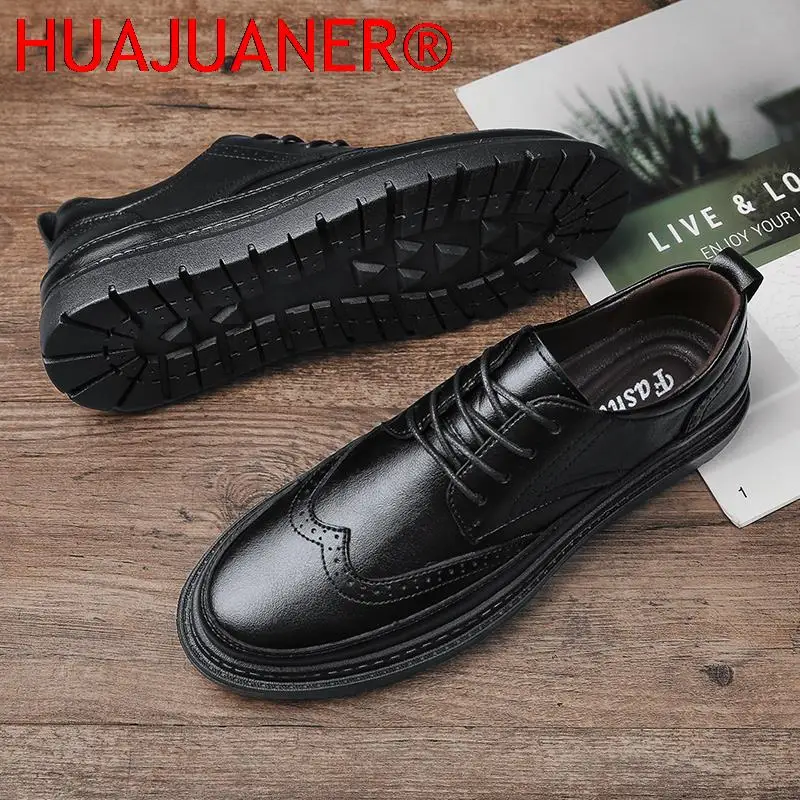 Genuine Leather Men Classic Business Formal Shoes British Style Brogue Shoes Men Oxford Dress Shoes 2026 New Casual Men's Shoes