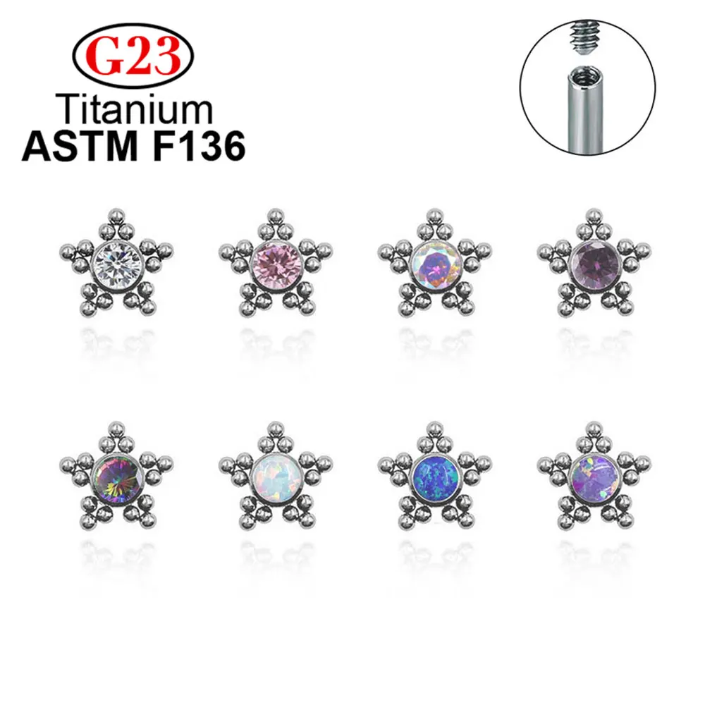 

ASTM F136 Titanium G23 Earrings Implantation Level Opal CZ Labret Internal Thread Cartilage Body Piercing Jewelry Best sell