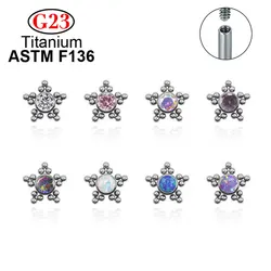 ASTM F136 Titanium G23 Earrings Implantation Level Opal CZ Labret Internal Thread Cartilage Body Piercing Jewelry Best sell