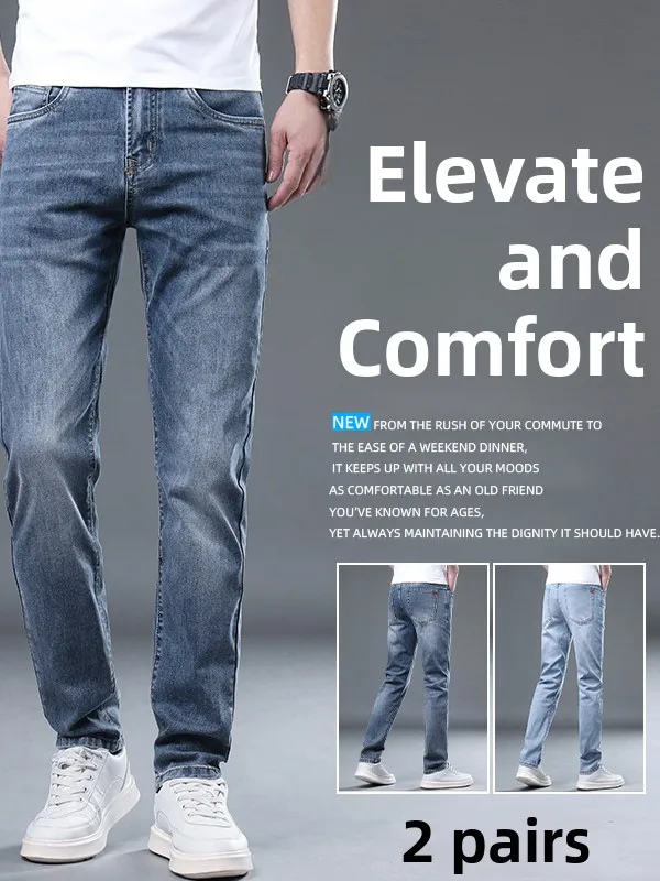 

Trendy Men's Jeans Loose Straight Leg Casual Waed Denim Pants Breathable Wear Resistant Comfortable Fit Spring Autumn New S...