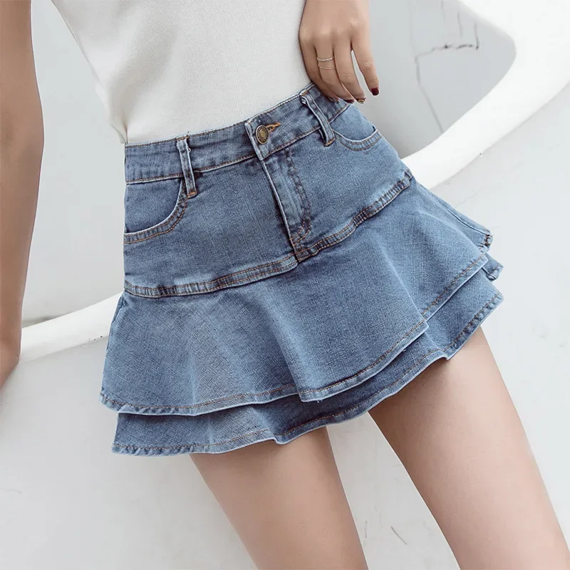 

Denim Shorts Skirt Women Summer 2025 New Streetwear Ladies Short Skirts Jeans Casual All Match Elastic Ball Gown